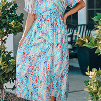 Wrap V Neck Floral Maxi Dress SIZE SML