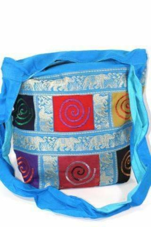 Spiral Patchwork & Jacquard with Elephants Sling Jhola Bag