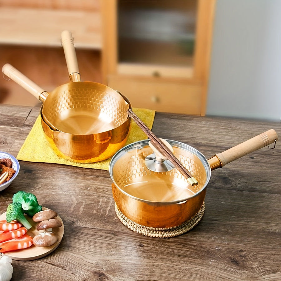 Japanese Style 3L Copper Saucepan with Wooden Handle