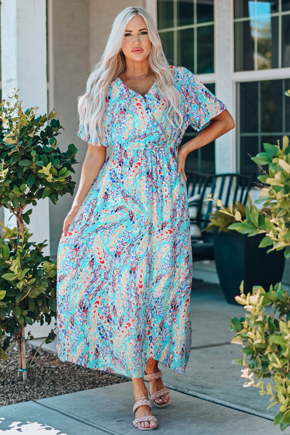 Wrap V Neck Floral Maxi Dress SIZE SML