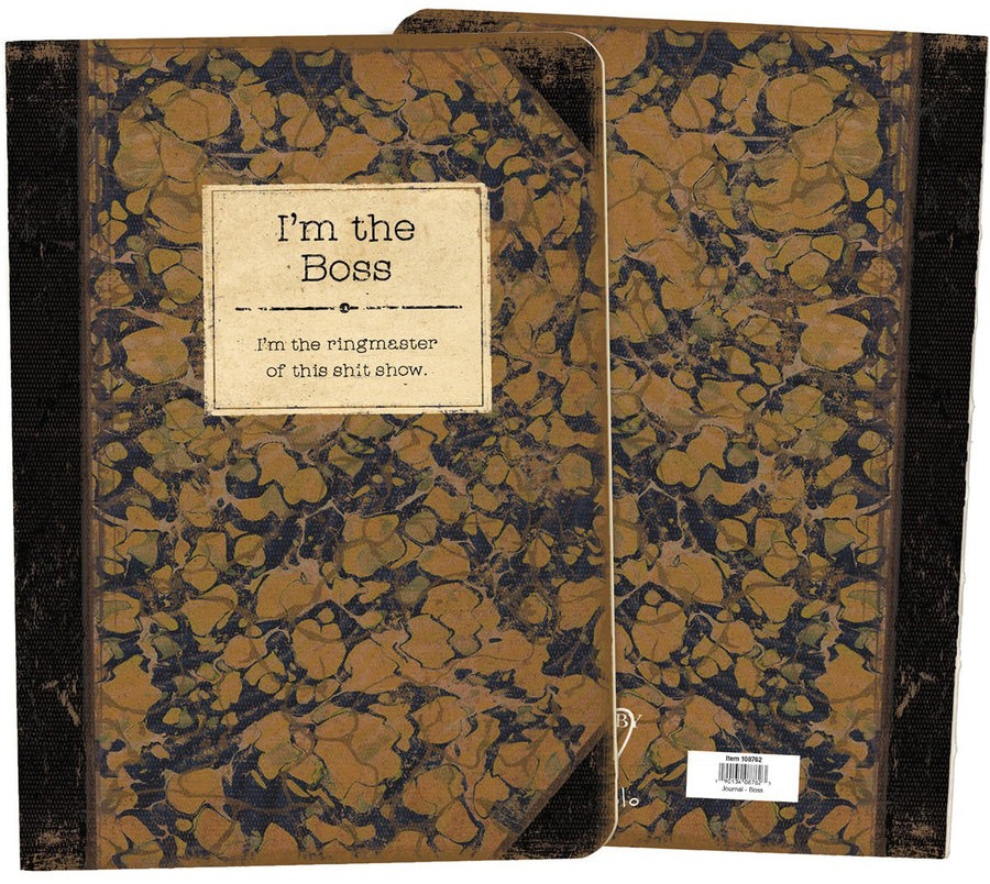 I'm The Boss Rustic Printed Journal | Lays Flat | Printed with Designs