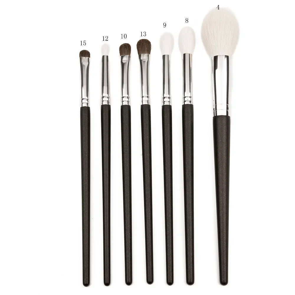 7Pcs Tapered Crease Blending Goat Horse Hair Pencil Angled shader Eyeshadow Cosmetic Kit Highlighting  Makeup Brushes