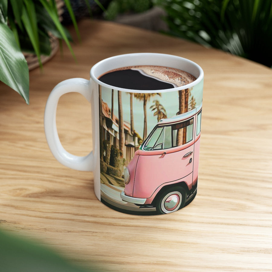 Retro Pink Van Coffee Tea Mug