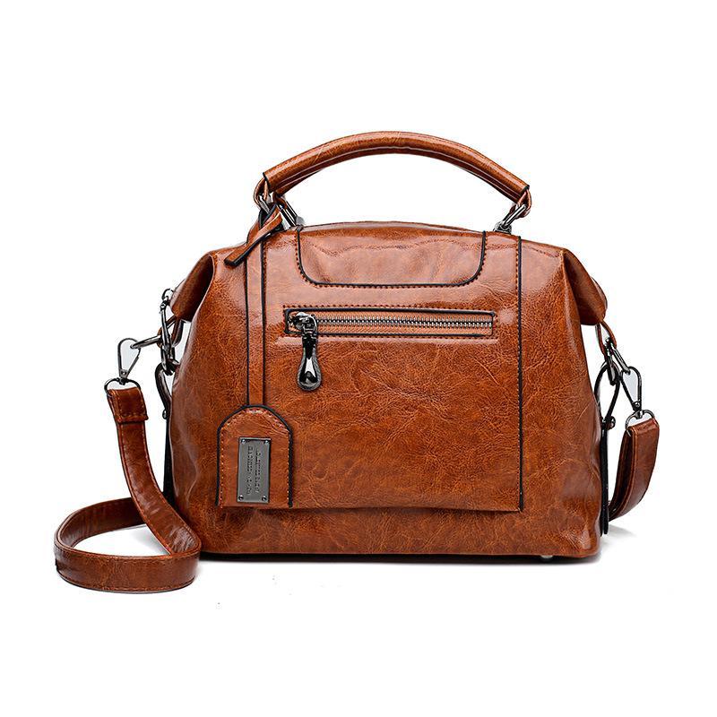 Retro High Quality Oil-wax Leather Lady's Messenger Bag