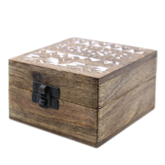 White Washed Wooden Box - Slavic Design Small