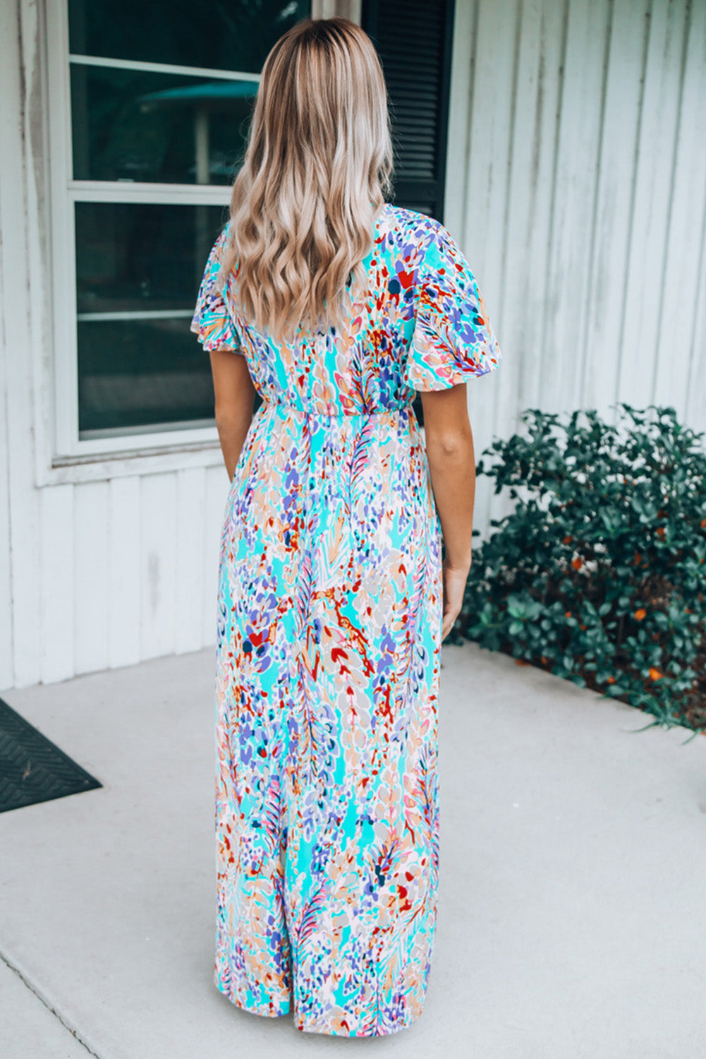 Wrap V Neck Floral Maxi Dress SIZE SML