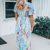 Wrap V Neck Floral Maxi Dress SIZE SML