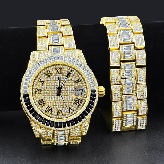 OYSTER CRYSTAL STONES WATCH SET