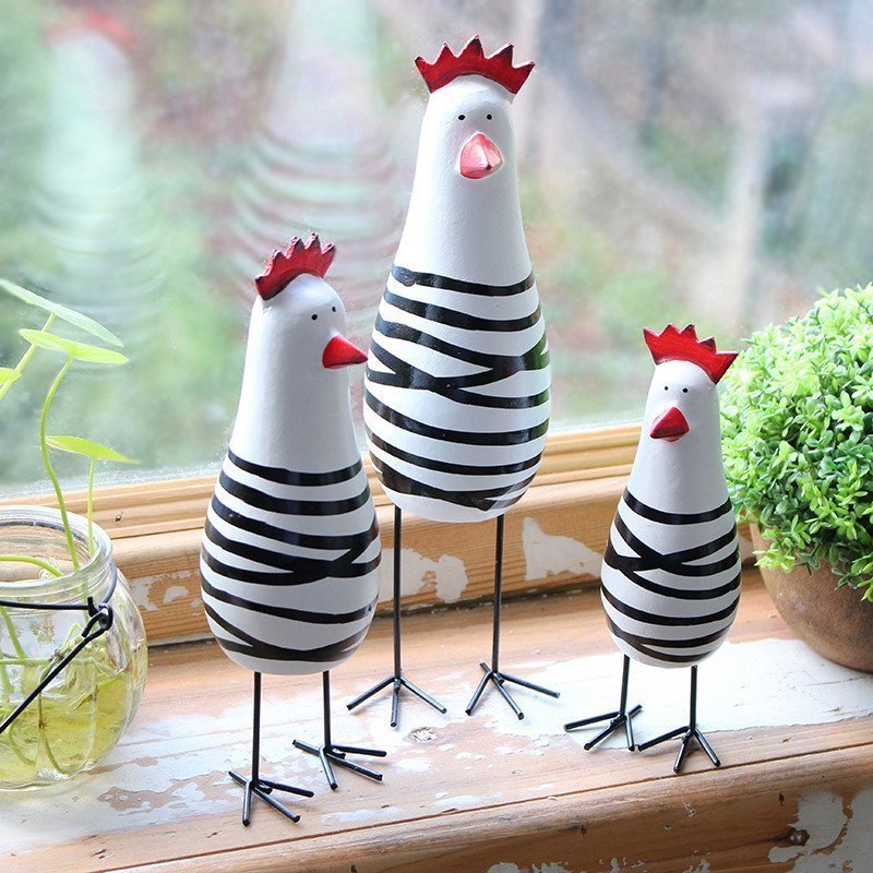 Wooden Chicken Set Country Decor