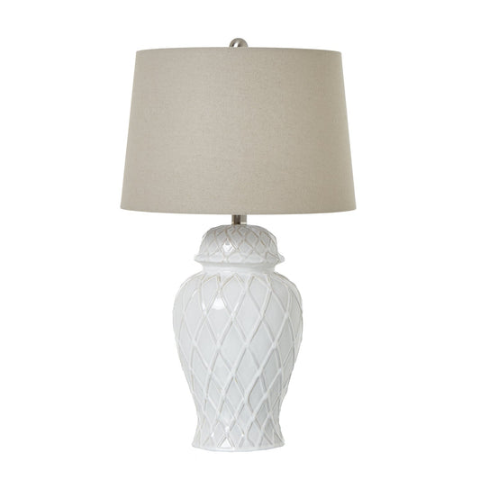 White Ceramic Ginger Jar Lamp