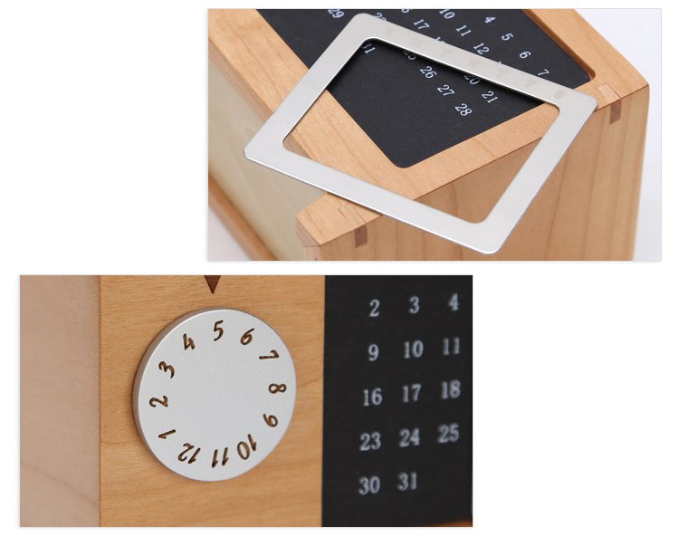 Wood Perpetual Calendar Storage Box