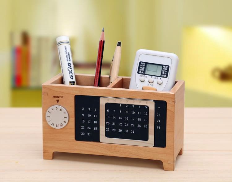 Wood Perpetual Calendar Storage Box