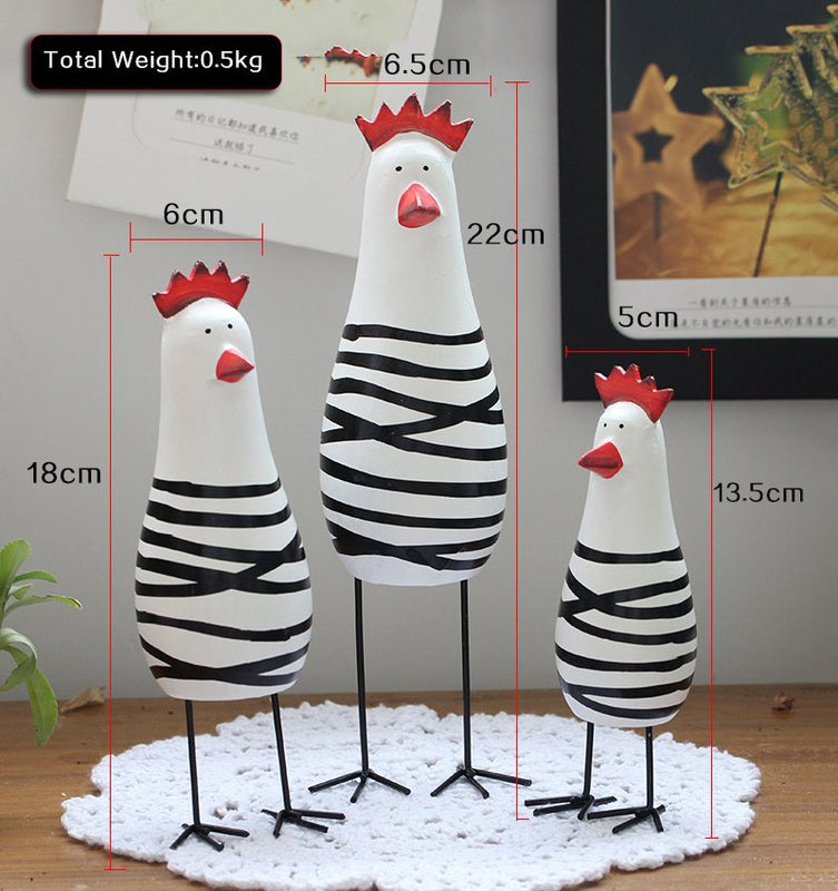 Wooden Chicken Set Country Decor