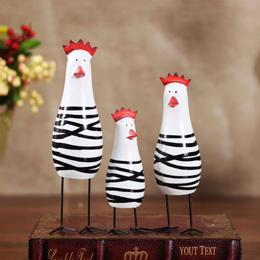 Wooden Chicken Set Country Decor