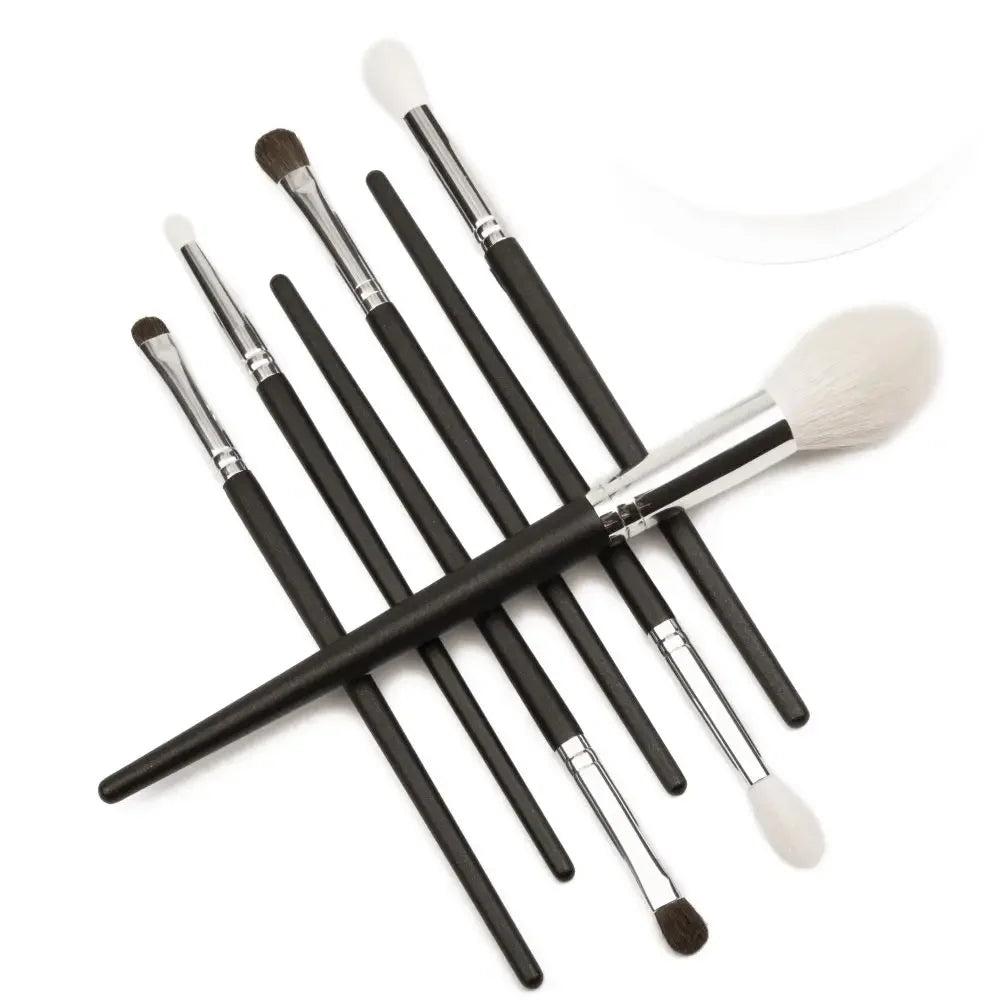 7Pcs Tapered Crease Blending Goat Horse Hair Pencil Angled shader Eyeshadow Cosmetic Kit Highlighting  Makeup Brushes