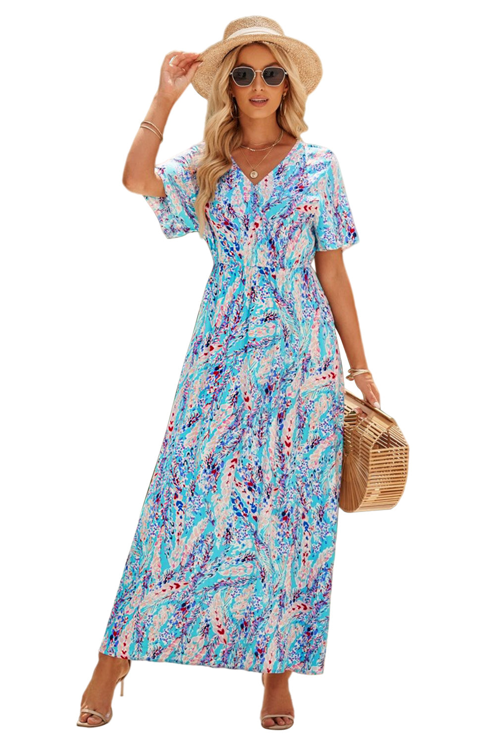 Wrap V Neck Floral Maxi Dress SIZE SML