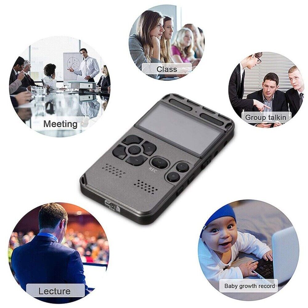 64GB Rechargeable LCD Digital Audio Sound Voice Recorder Dictaphone