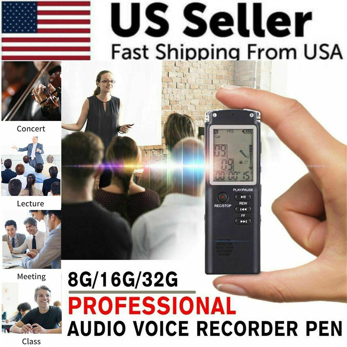 32G Voice Activated Mini Digital Sound Audio Recorder Dictaphone MP3