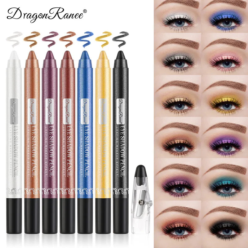 12 Colors Pearlescent Eyeshadow Pen Long Lasting Waterproof Eye Highlighter Shiny Silver Purple Eyeliner Eyeshadow Pen Cosmetics