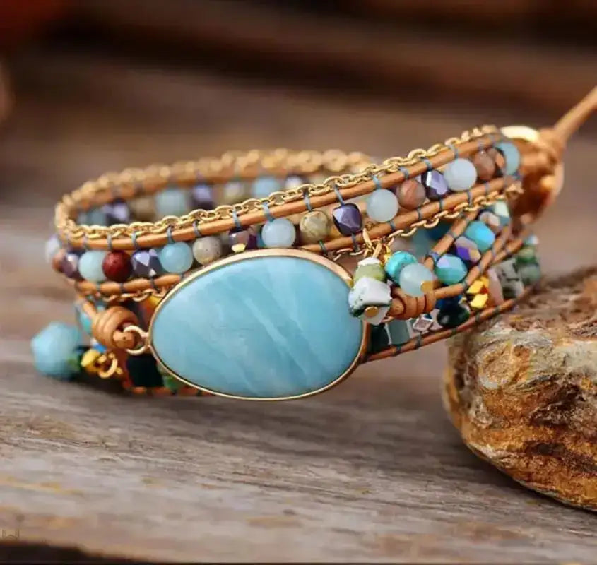 Amazonite Statement Wrap Bracelet