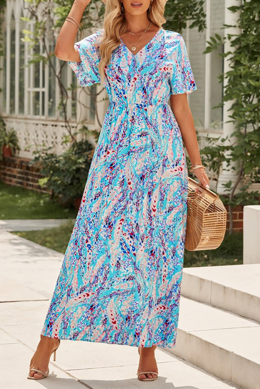 Wrap V Neck Floral Maxi Dress SIZE SML