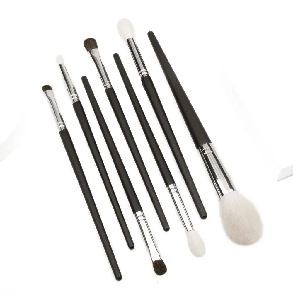 7Pcs Tapered Crease Blending Goat Horse Hair Pencil Angled shader Eyeshadow Cosmetic Kit Highlighting  Makeup Brushes