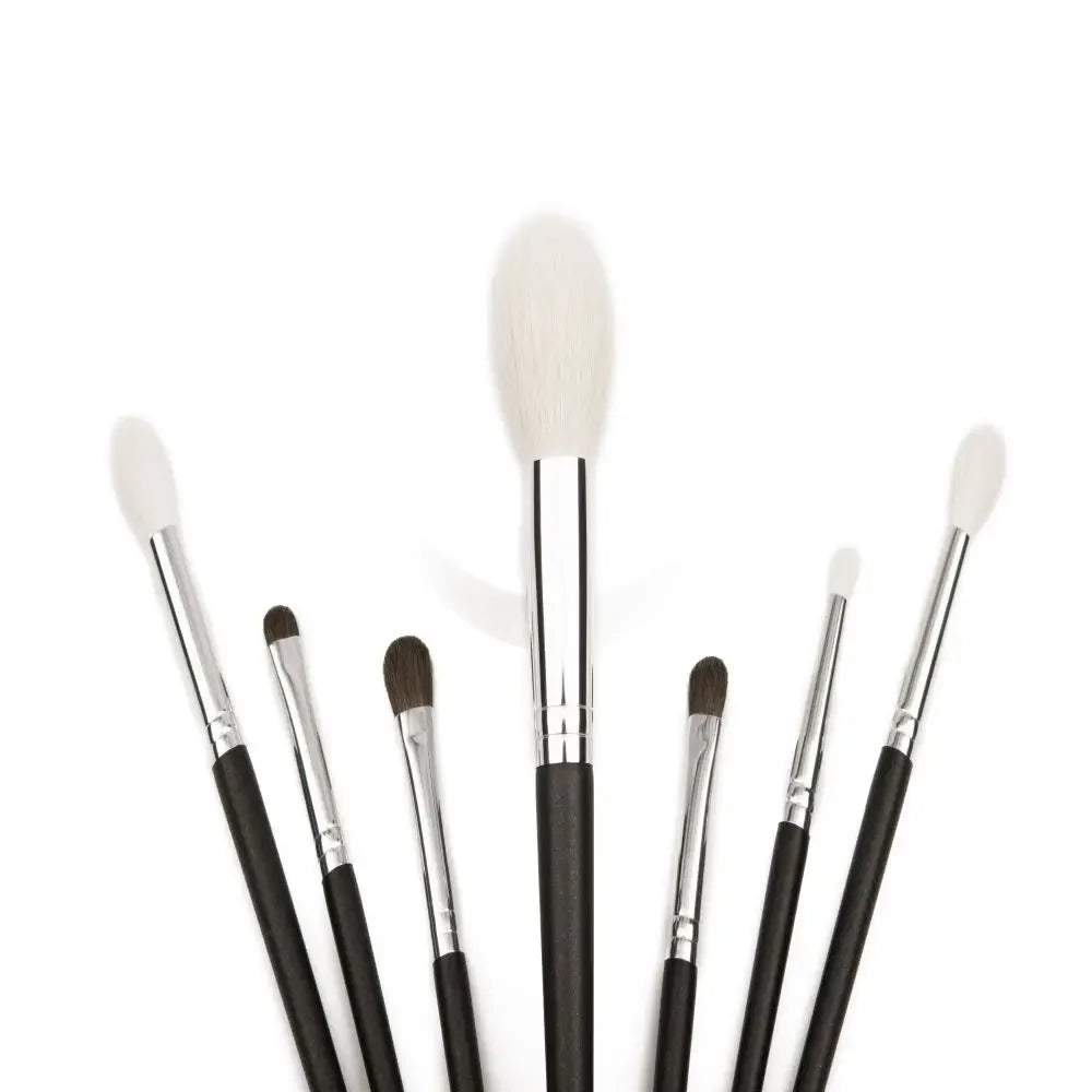 7Pcs Tapered Crease Blending Goat Horse Hair Pencil Angled shader Eyeshadow Cosmetic Kit Highlighting  Makeup Brushes