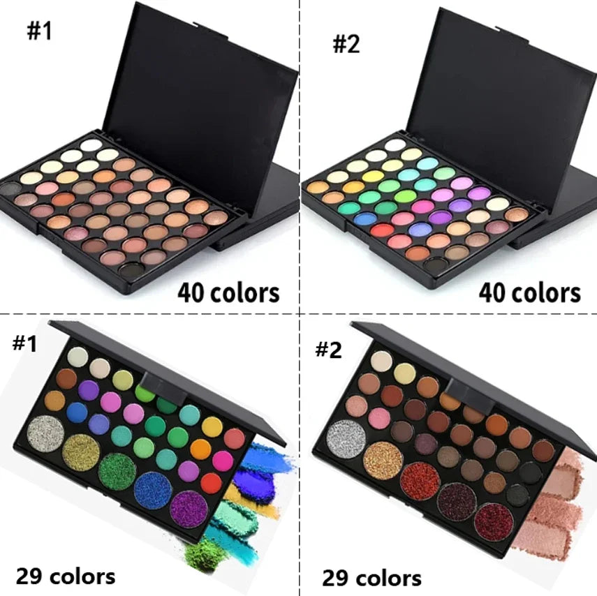 Variety of Color Makeup Long Wear Eyeshadow Palette Cosmetic Make Up Waterproof Nude Pearl Matte Glitter Shimmer Eye Shadow Plate