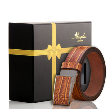 Men's Stainless Steel Buckle Brown Tan Belt