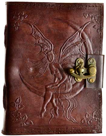 Fairy Moon leather blank book w/ latch