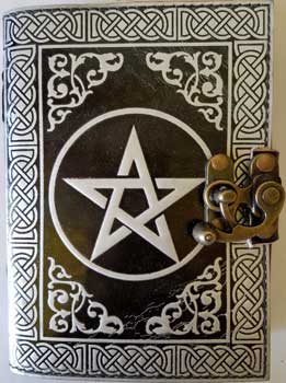 USA only black/ silver Pentagram leather blank book w/ latch