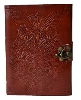 USA ONLY 5" x 7" Owl leather blank book w/ latch