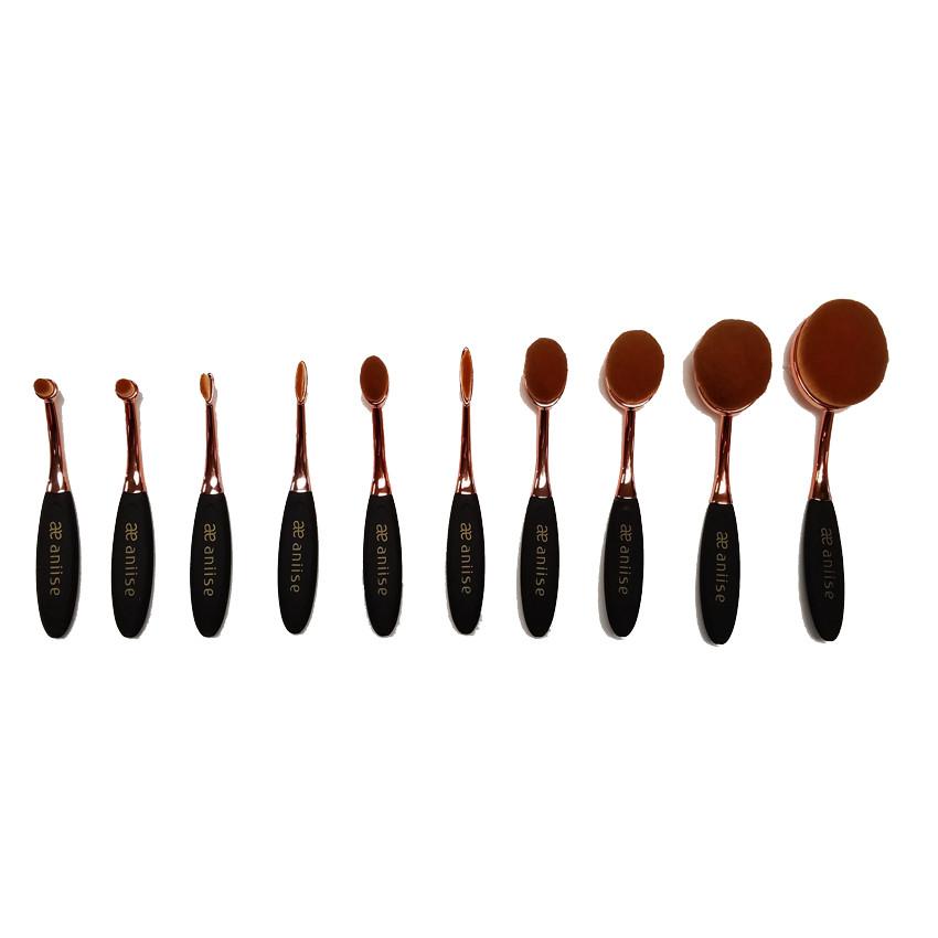 Synthetic Oval Makeup Brush Set - 10 Piece