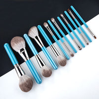 13 pcs Blue Makeup Brushes Set Powder Blush Blending Eye shadow Lip