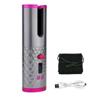 Cordless Curling Iron Automatic Rotating Portable Hair Curler USB