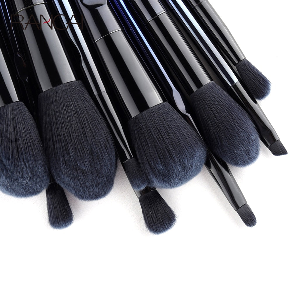 10 Pcs Makeup Brushes Navy Blue Premium Synthetic Hair Foundation