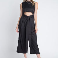 Women's Sleeveless Tie Jumpsuit with Slit