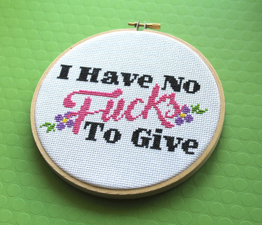 I Have No Fucks To Give Counted Cross Stitch DIY KIT Intermediate