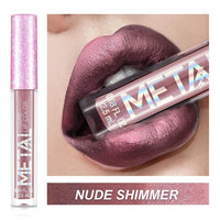 Nude Glitter Shimmer Lipstick Waterproof Long