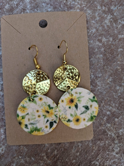 Handmde sunflower collection faux leather earrings