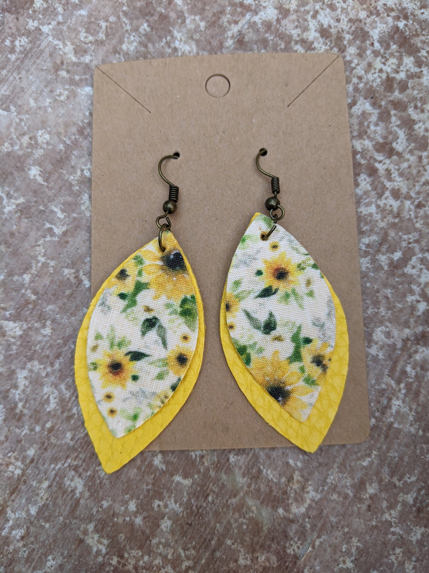 Handmde sunflower collection faux leather earrings