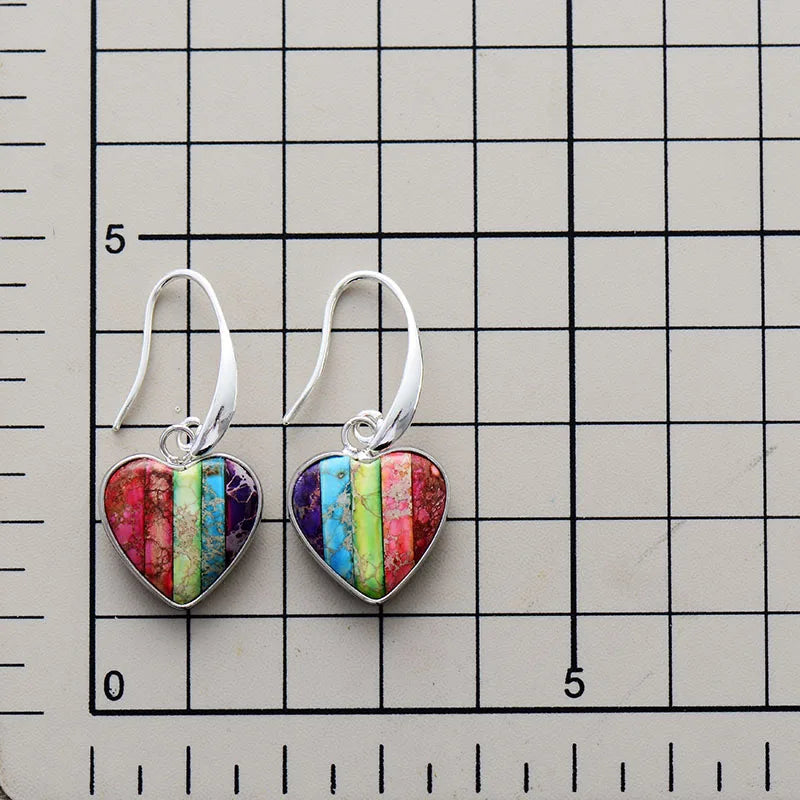 7 Chakra Heart Earrings