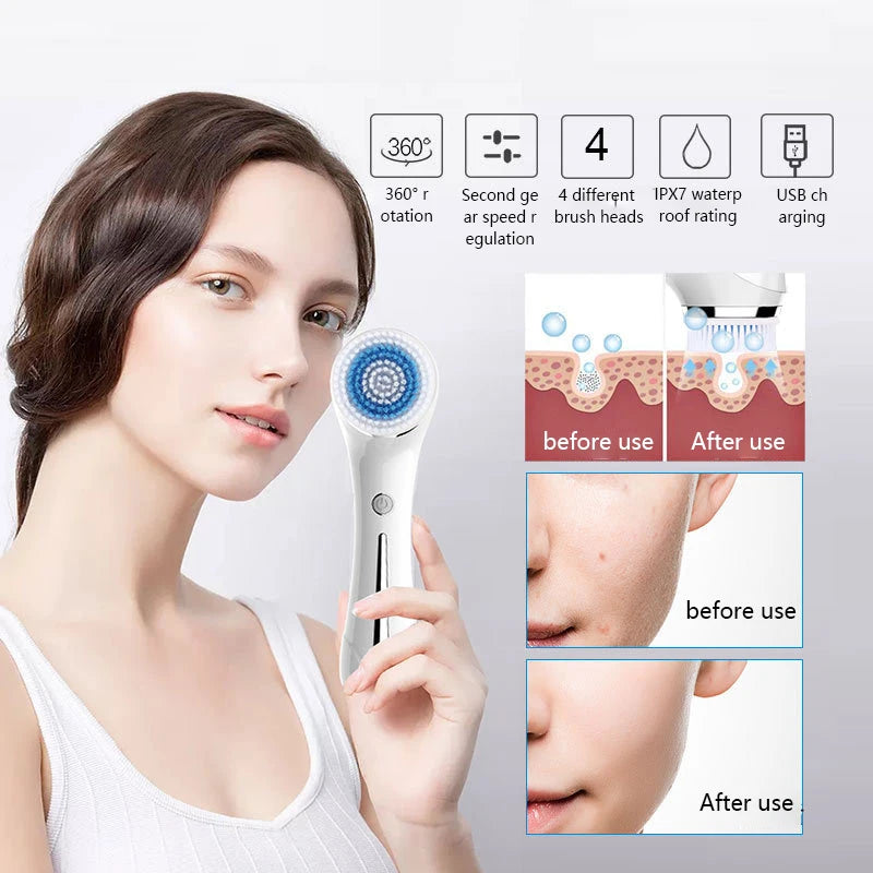 Electric Facial Cleansing Brush EMS Lifting and Introduction Massager