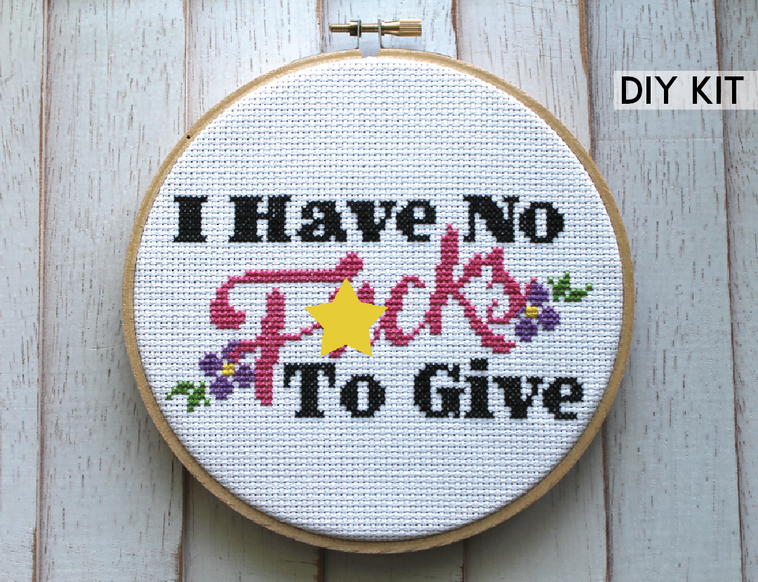 I Have No Fucks To Give Counted Cross Stitch DIY KIT Intermediate