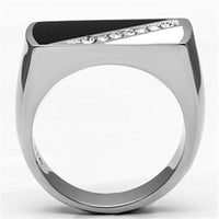 Men Stainless Steel Synthetic Crystal Rings