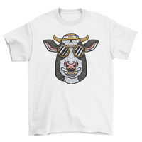 USA ONLY Cow animal with sunglasses t-shirt d