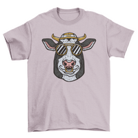 USA ONLY Cow animal with sunglasses t-shirt d