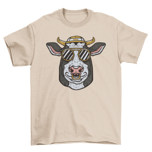 USA ONLY Cow animal with sunglasses t-shirt d