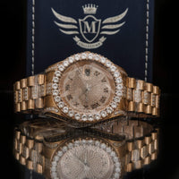 Gangsta Steel CZ Watch Ladies or Mens Gold and Shimmer