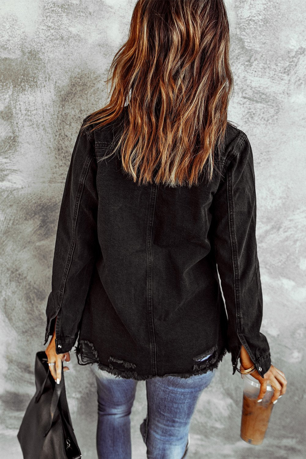 Black Ripped Denim Jacket Western